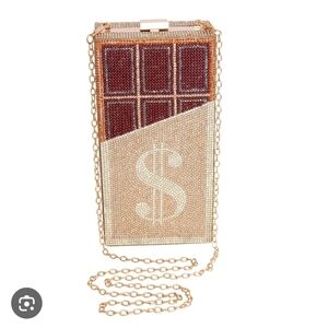 Pink and Gold Rhinestone Money Clutch